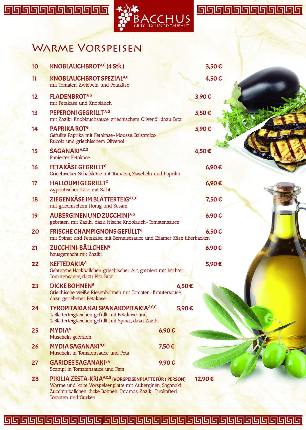 Restaurant Bacchus Speisekarte 3